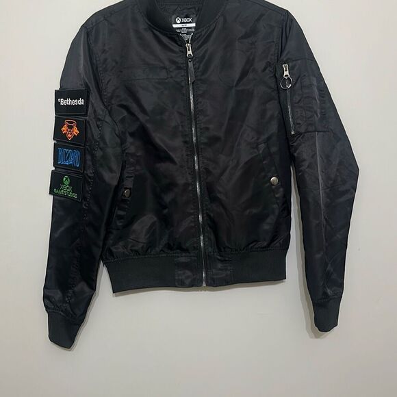 XBOX Mens Black Patches Bethesda Fanfest 2024 Exclusive Bomber Jacket Size XS - Picture 1 of 7